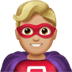 🦸🏼‍♂️ man superhero: medium-light skin tone display on Apple